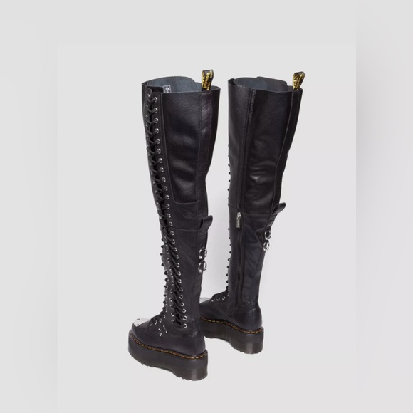 🆕Dr. Martens 28 Eye Extreme MAX Virginia Leather Knee High Boots In Black Size:8 - Picture 2 of 16